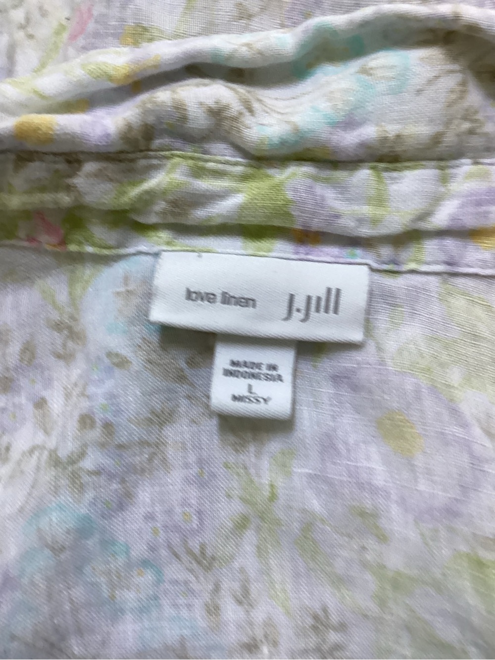 J Jill Love Linen blouse Cottagecore Lagenlook Soft girl Grannycore L Missy - Picture 5 of 7